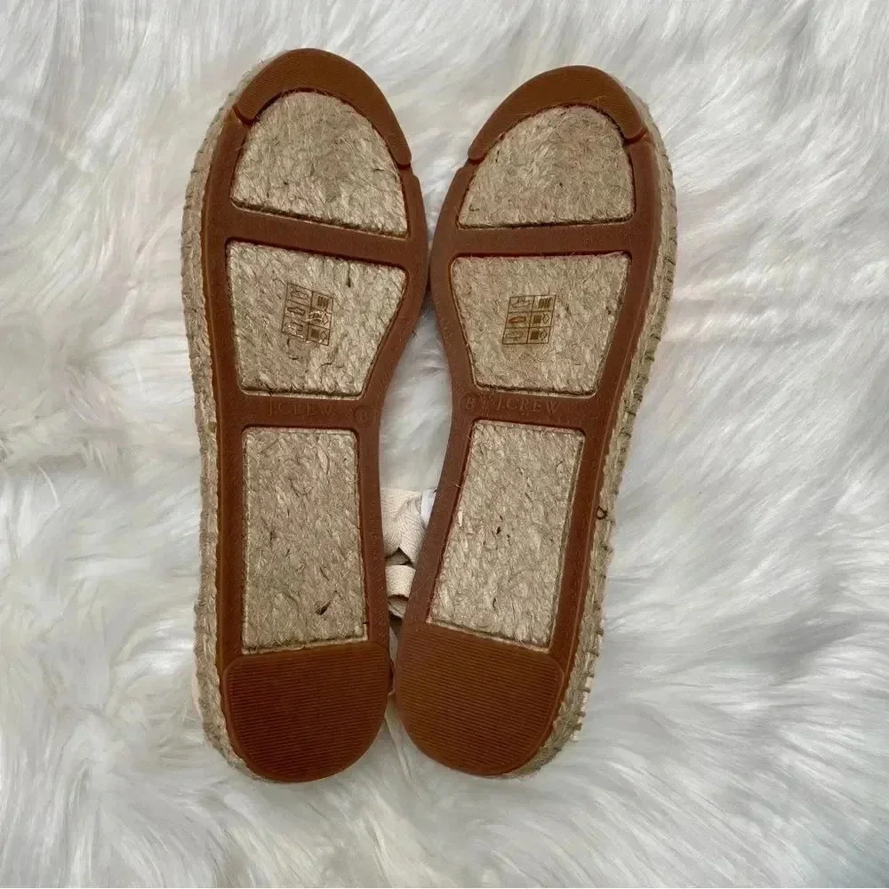 J.Crew Factory Printed Canvas Ankle Wrap Espadrille Sandals Orange Floral 8